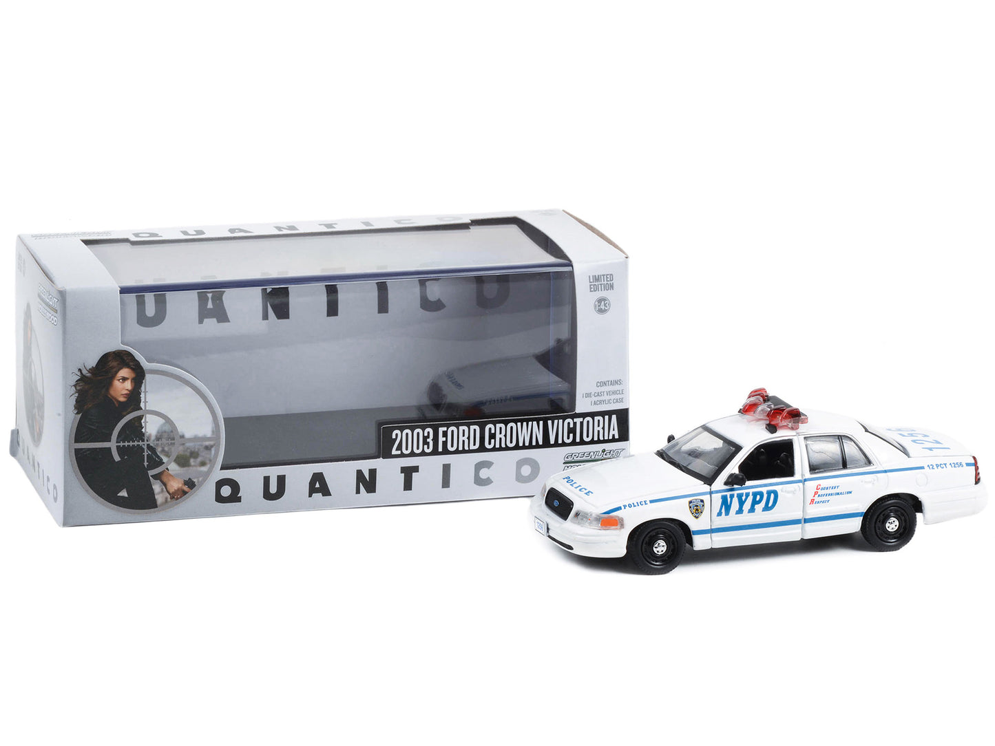 2003 Ford Crown Victoria Police Interceptor NYPD (New York City Police Dept) White "Quantico" (2015-2018) TV Series 1/43 Diecast Model Car by Greenlight