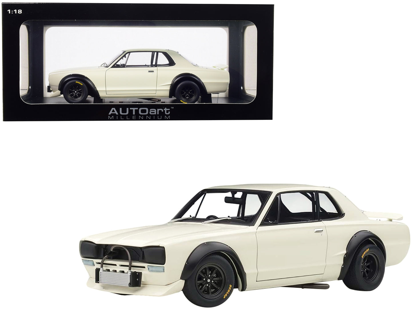 1972 Nissan Skyline GT-R (KPGC-10) Racing White "Millennium" 1/18 Diecast Model Car by Autoart