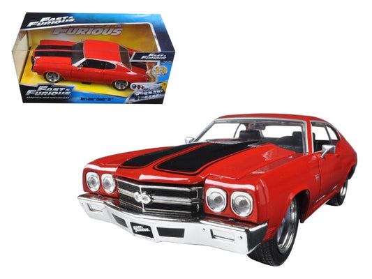 Dom's Chevrolet Chevelle SS Red with Black Stripes "Fast & Furious" Movie 1/24 Diecast Model Car by Jada