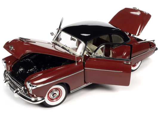 1950 Oldsmobile Rocket 88 Chariot Red with Black Top and Red and White Interior "American Muscle" Series 1/18 Diecast Model Car by Auto World