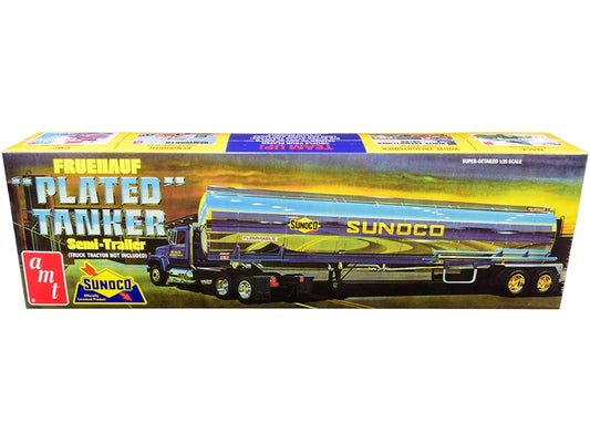 Skill 3 Model Kit Fruehauf Plated Tanker Semi-Trailer "Sunoco" 1/25 Scale Model by AMT