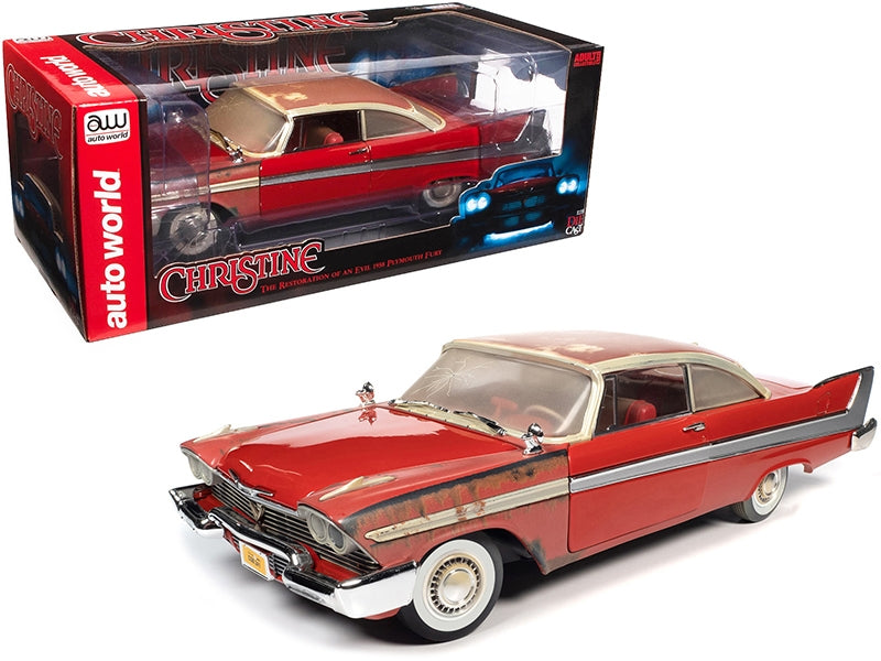 1958 Plymouth Fury Partially Restored Version "Christine" (1983) Movie 1/18 Diecast Model Car by Auto World