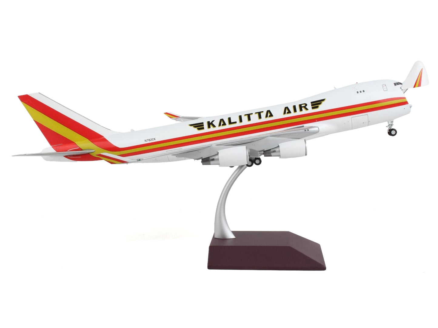 Boeing 747-400F Commercial Aircraft "Kalitta Air" White with Stripes "Gemini 200 - Interactive" Series 1/200 Diecast Model Airplane by GeminiJets