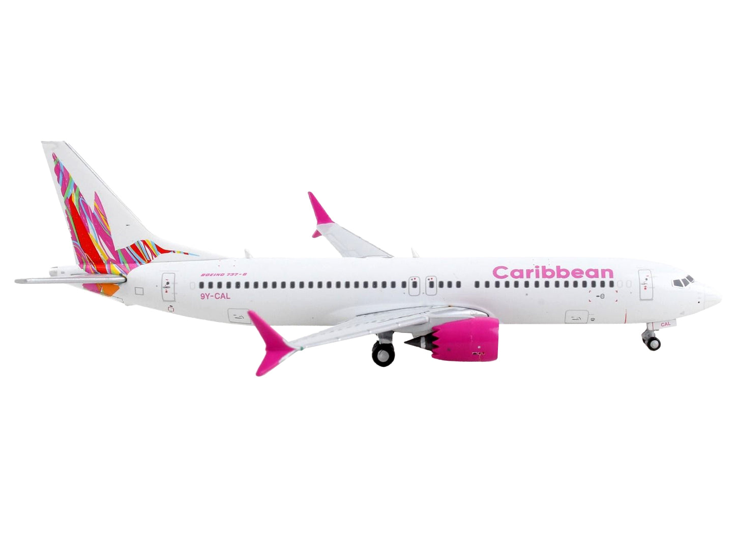 Boeing 737 MAX 8 Commercial Aircraft "Caribbean Airlines" White with Tail Graphics 1/400 Diecast Model Airplane by GeminiJets