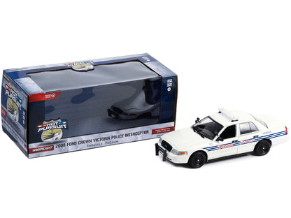 2008 Ford Crown Victoria Police Interceptor White with Blue Stripes "Detroit Police" (Michigan) "Hot Pursuit" Series 1/24 Diecast Model Car by Greenlight