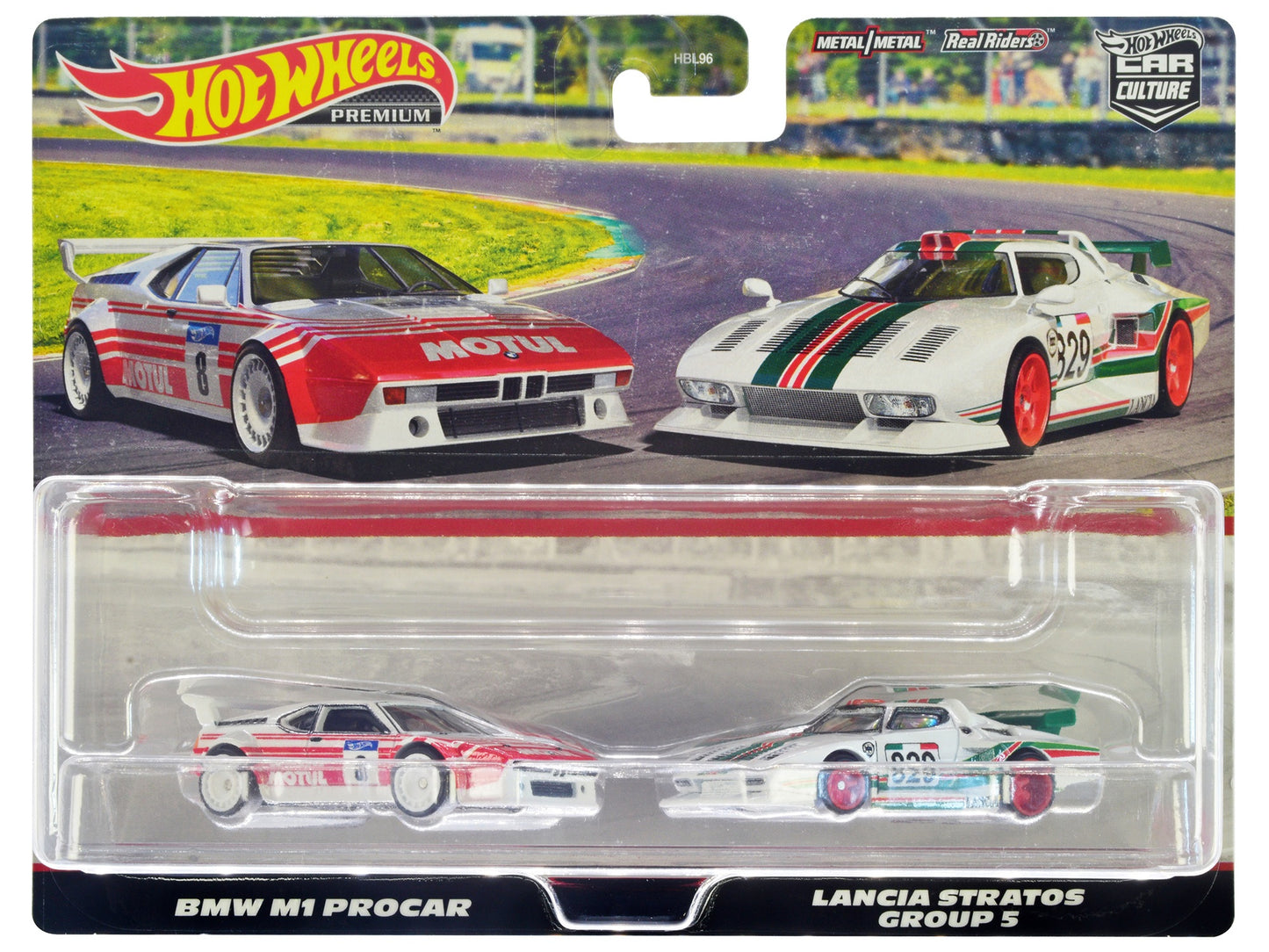 BMW M1 Procar #8 White with Red Stripes and Lancia Stratos Group 5 #829 White with Stripes "Car Culture" Set of 2 Cars Diecast Model Cars by Hot Wheels