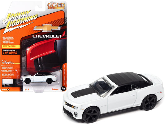 2013 Chevrolet Camaro ZL1 Convertible (Top Up) Summit White with Black Top "Classic Gold Collection" Series Limited Edition to 10860 pieces Worldwide 1/64 Diecast Model Car by Johnny Lightning