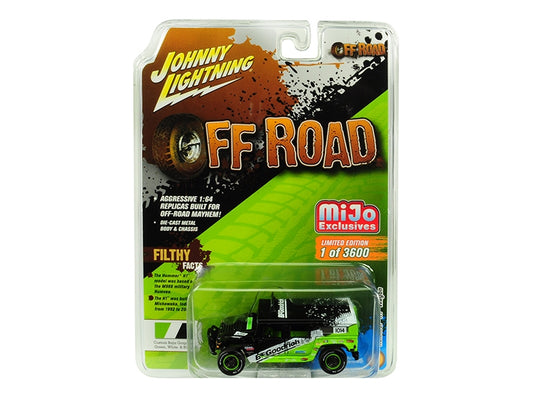 Hummer H1 Wagon #1014 Black and Green "BFGoodrich" "Off Road" Limited Edition to 3600 pieces Worldwide 1/64 Diecast Model Car by Johnny Lightning