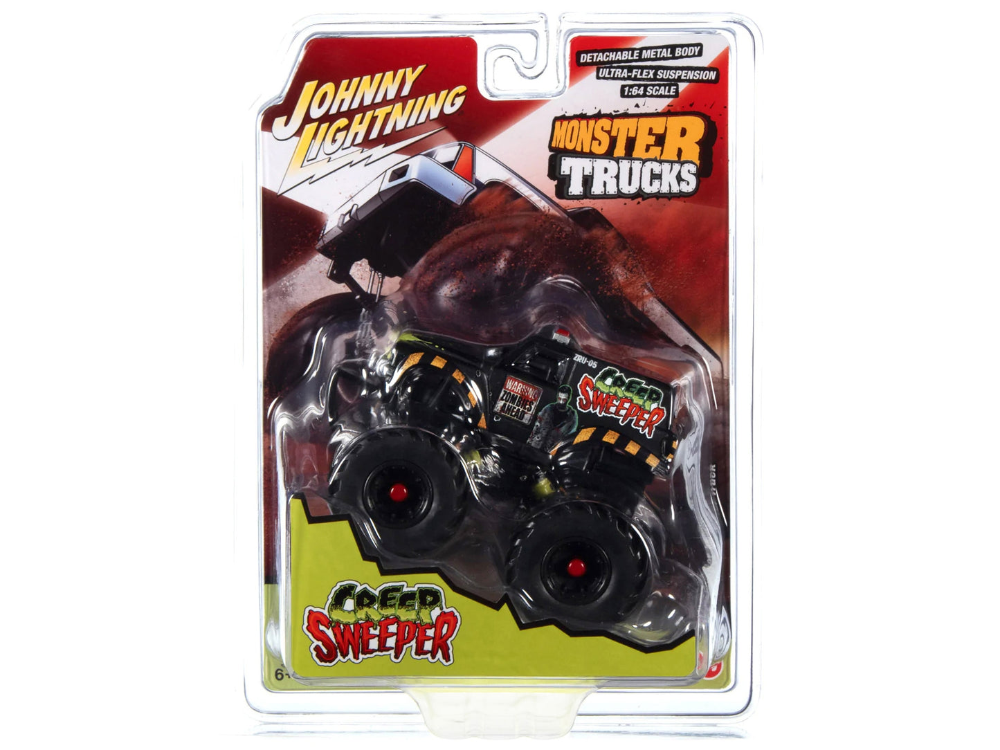 "Creep Sweeper" Monster Truck "Zombie Response Unit" with Black Wheels and Driver Figure "Monster Trucks" Series 1/64 Diecast Model by Johnny Lightning