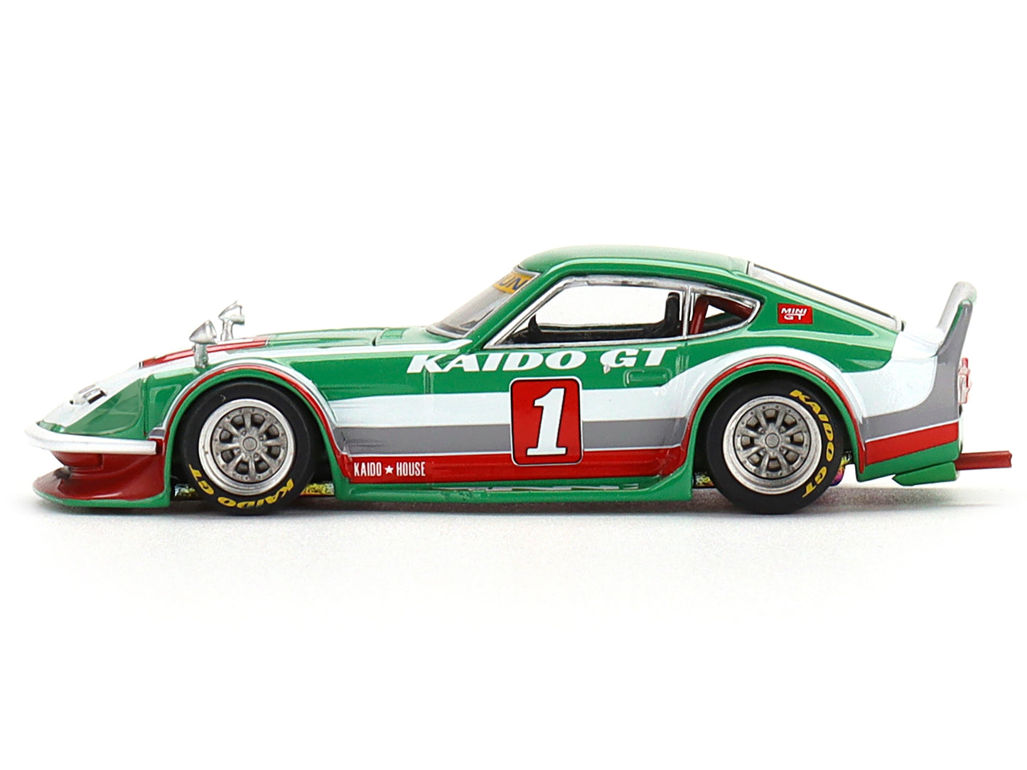 Datsun Fairlady Z Kaido GT V2 RHD (Right Hand Drive) #1 Green with Stripes (Designed by Jun Imai) "Kaido House" Special 1/64 Diecast Model Car by True Scale Miniatures