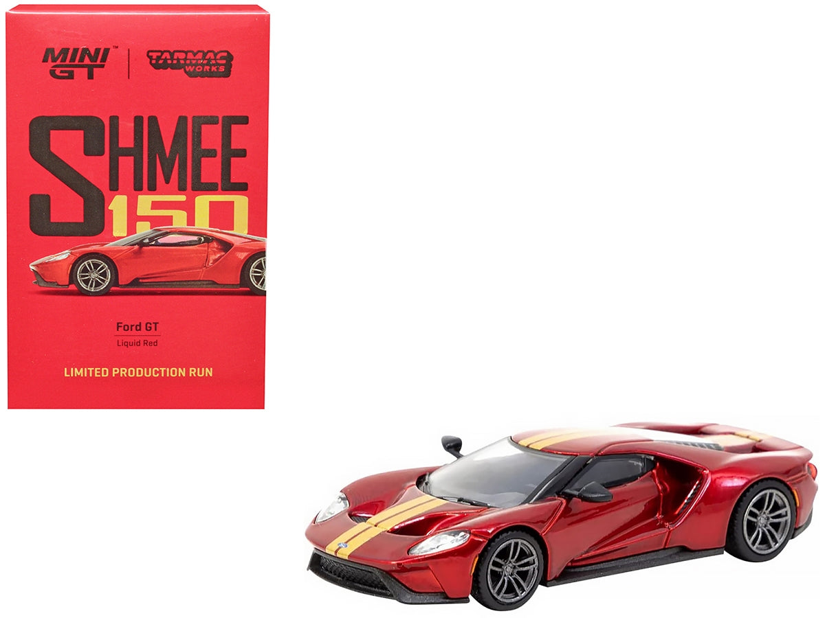 Ford GT Liquid Red Metallic with Gold Stripes "Shmee150 Collection" "Collaboration Model" 1/64 Diecast Model Car by True Scale Miniatures & Tarmac Works