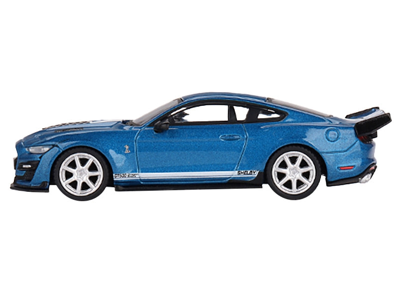 Shelby GT500 Dragon Snake Concept Ford Performance Blue Metallic with White Stripes Limited Edition to 4200 pieces Worldwide 1/64 Diecast Model Car by True Scale Miniatures