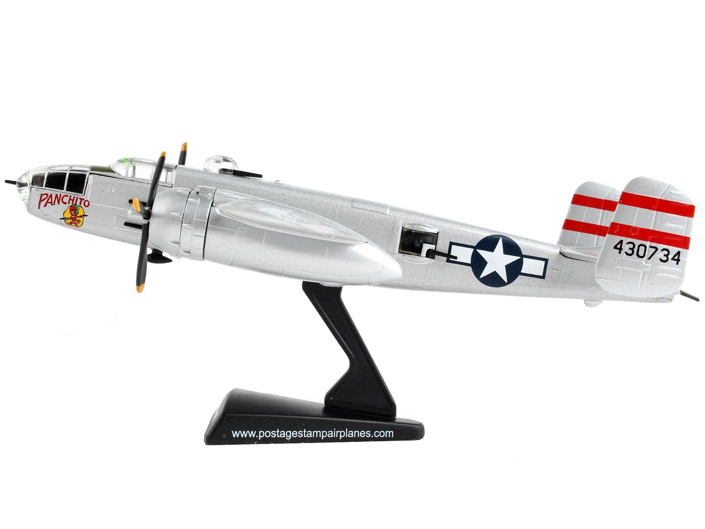 North American B-25J Mitchell Bomber Aircraft "Panchito" United States Air Force 1/100 Diecast Model Airplane by Postage Stamp