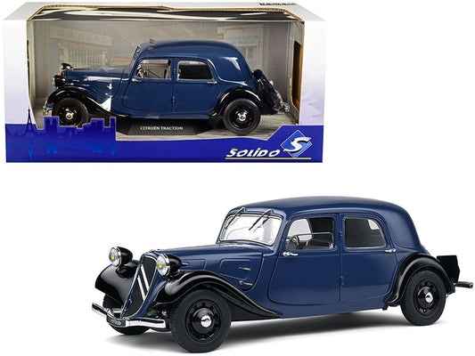 1937 Citroen Traction Dark Blue and Black 1/18 Diecast Model Car by Solido