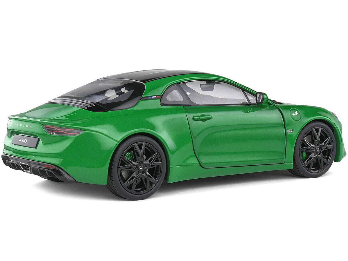 2021 Alpine A110 Pure Vert Jardin Green Metallic with Black Top 1/18 Diecast Model Car by Solido