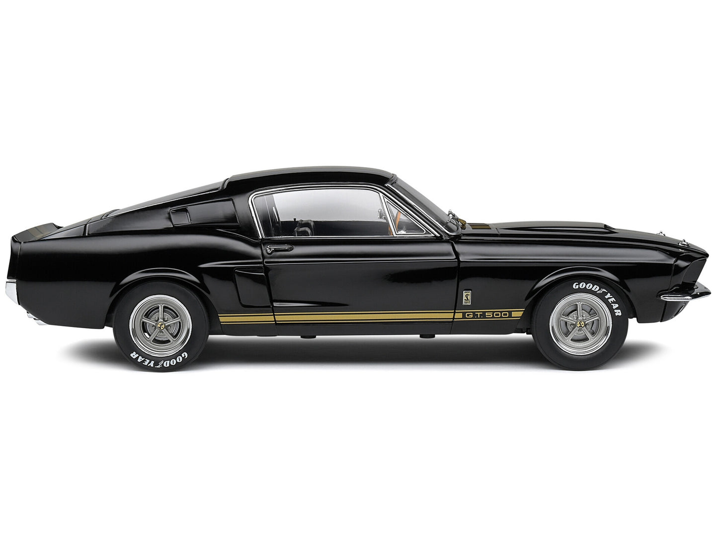 1967 Shelby GT500 Black with Gold Stripes 1/18 Diecast Model Car by Solido