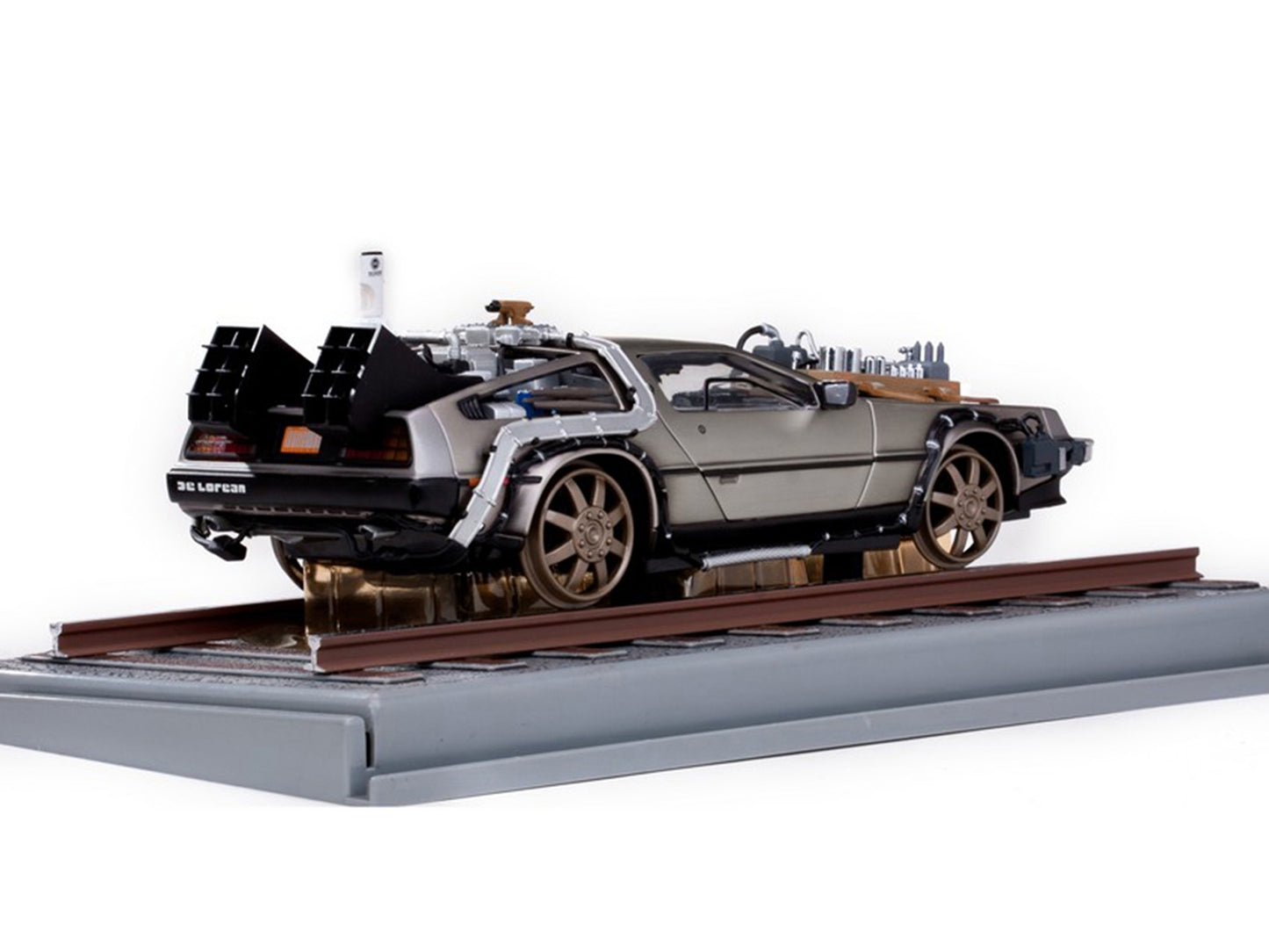 DMC DeLorean Time Machine Stainless Steel "Railroad Version" "Back to the Future: Part III" (1990) Movie 1/18 Diecast Model Car by Sun Star