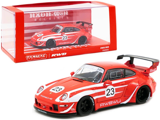 Porsche RWB 993 #23 "RWBWU" Red with White Stripes "RAUH-Welt BEGRIFF" 1/43 Diecast Model Car by Tarmac Works