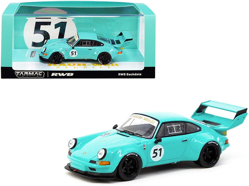 RWB Backdate #51 Turquoise Blue "RAUH-Welt BEGRIFF" 1/43 Diecast Model Car by Tarmac Works