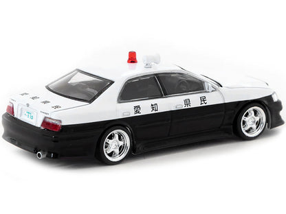 Toyota Vertex Chaser JZX100 RHD (Right Hand Drive) Japanese Police Black and White "Global64" Series 1/64 Diecast Model Car by Tarmac Works