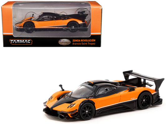 Pagani Zonda Revolucion Arancio Saint Tropez Orange and Black "Global64" Series 1/64 Diecast Model by Tarmac Works