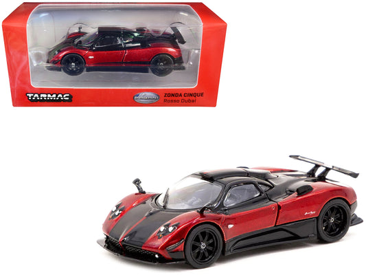 Pagani Zonda Cinque Bianco Rosso Dubai Red Metallic and Black "Global64" Series 1/64 Diecast Model by Tarmac Works