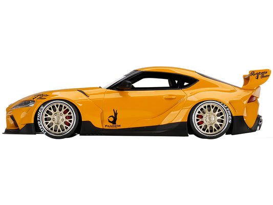 Toyota Pandem GR Supra V1.0 Yellow with Graphics 1/18 Model Car by Top Speed